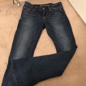 American eagle flared dark wash jeans